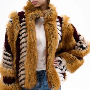 AZALEA WANG INEZ-BURGUNDY FAUX FUR JACKET